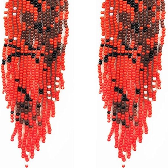 5.5" Japanese Red Sakura Blossom Cherry Flower Oversized Earrings New - Picture 4 of 6